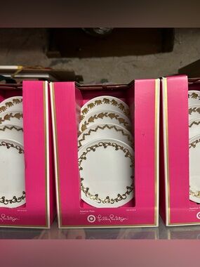 Lilly Pulitzer for Target 5” Appetizer plates white with gold